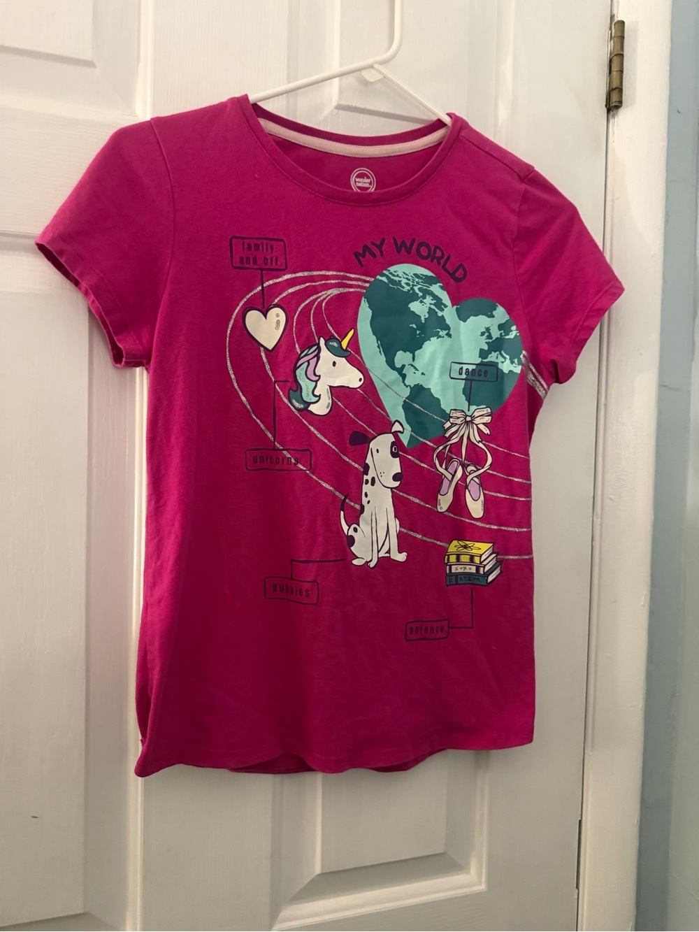 Wonder Nation Girls My World Unicorn Puppy Graphic Tee Size 18 XXL